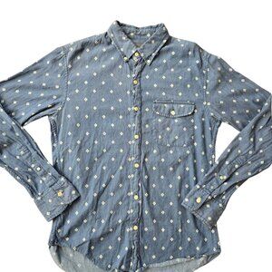 Bonobos Mens Medium Slim Fit Blue Diamond Dot Shirt Long Sleeve Button Down